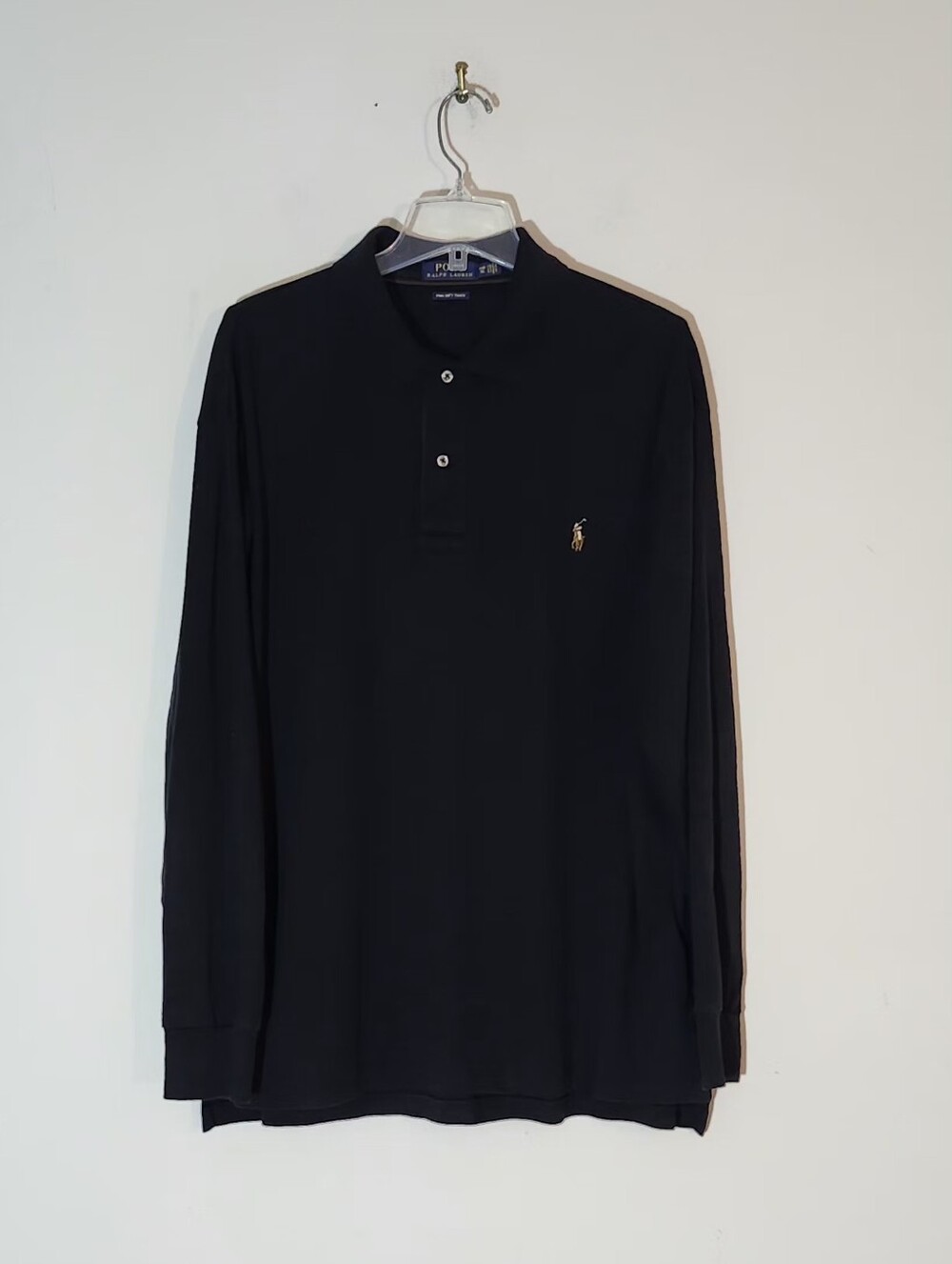 Polo Ralph Lauren Long-Sleeve 100% Cotton Polo Shirt Size:1XB Color: Black/Multi